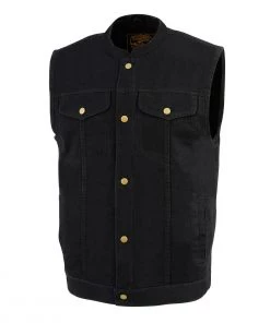 Milwaukee Leather DM2238 Men's Black Denim Snap Front Club Style Vest