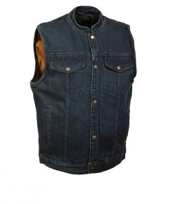 Milwaukee Leather DM2238 Men's Blue Denim Snap Front Club Style Vest