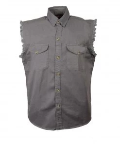 Sleveless Denim Shirts Milwaukee Leather DM4004 Men's Gray Lightweight Sleeveless Denim Shirt