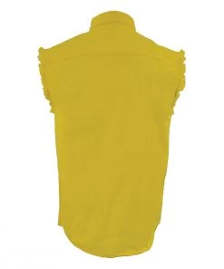 Sleveless Denim Shirts Milwaukee Leather DM4008 Men's Yellow Lightweight Sleeveless Denim Shirt