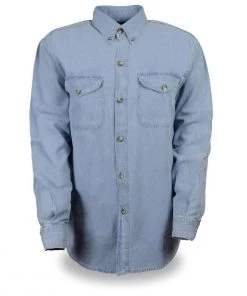 Milwaukee Leather DM993 Men’s Blue Lightweight Cotton Long Sleeve Denim Shirt Sleveless Denim Shirts