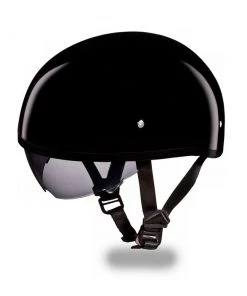 Daytona Helmets DS8-A ‘Skull Cap' Gloss Black Half Face Helmet With Inner Shield Riding Gear