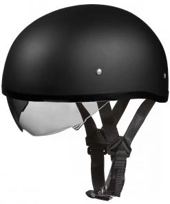 Riding Gear Daytona Helmets DS8-B ‘Skull Cap' Dull Black Half Face Helmet With Inner Shield