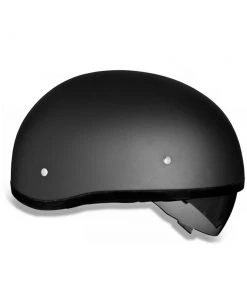 Riding Gear Daytona Helmets DS8-B ‘Skull Cap' Dull Black Half Face Helmet With Inner Shield