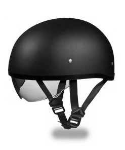 Riding Gear Daytona Helmets DS8-B ‘Skull Cap' Dull Black Half Face Helmet With Inner Shield