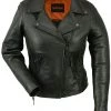 First Manufacturing DS866 Women’s Black Leather Motorcycle Jacket