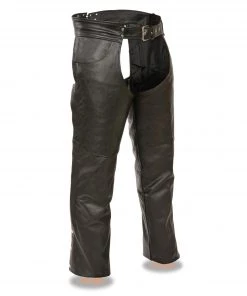 Motorcycle Pants & Chaps Event Leather EL1101 Men's Black Leather Classic Chaps With Jean Pockets