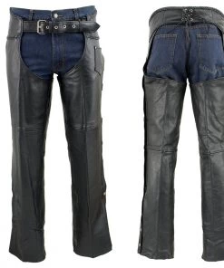 Motorcycle Pants & Chaps Event Leather EL1117BBO Men's Black Classic'Braided' Leather Chaps