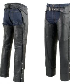 Motorcycle Pants & Chaps Event Leather EL1117BBO Men's Black Classic 'Braided' Leather Chaps