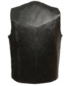 Event Leather EL1310GO Men's Black Leather Classic Snap Button Biker Vest