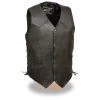 Event Leather EL1315GO Men's Black Leather Classic Side Lace Biker Vest