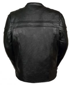 Leather Motorcycle Jackets Event Leather EL1408 Men's Black Sporty Scooter Crossover Leather Jacket