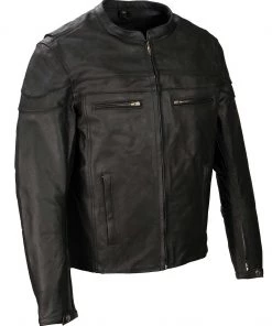 Leather Motorcycle Jackets Event Leather EL1408 Men's Black Sporty Scooter Crossover Leather Jacket