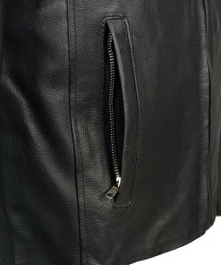 Leather Motorcycle Jackets Event Leather EL1408 Men's Black Sporty Scooter Crossover Leather Jacket