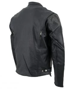 Genuine Leather EL2001 Men's Black ‘Vented Scooter’ Leather Jacket Leather Motorcycle Jackets