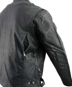 Genuine Leather EL2001 Men's Black ‘Vented Scooter’ Leather Jacket Leather Motorcycle Jackets