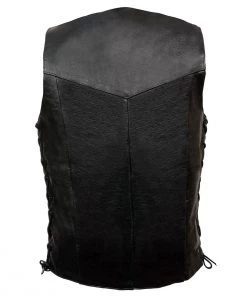 Event Leather EL5315T Men's Black Classic Side Lace Biker Vest In Big And Tall Sizes