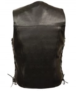 Motorcycle Vests Event Leather EL5360TALL Men's Side Lace Vest With Denim Style Pockets Tall Sizes