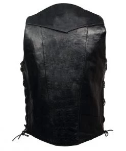 Event Leather EL5391 Men's Tall Sizes Black Leather 10 Pocket Side Lace Vest