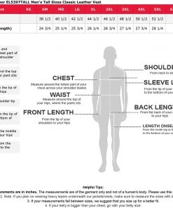 Motorcycle Vests Event Leather EL5397TALL Men's Tall Sizes Classic Leather Vest