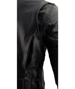 Event Leather Event Biker Leather EL5410 Men's Black Side Lace Vented Scooter Jacket Leather Motorcycle Jackets