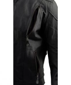Event Leather Event Biker Leather EL5410 Men's Black Side Lace Vented Scooter Jacket Leather Motorcycle Jackets