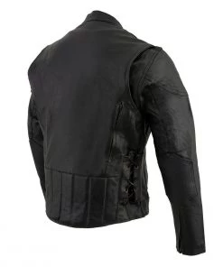 Event Leather Event Biker Leather EL5410 Men's Black Side Lace Vented Scooter Jacket Leather Motorcycle Jackets