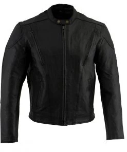 Event Leather Event Biker Leather EL5410 Men's Black Side Lace Vented Scooter Jacket Leather Motorcycle Jackets