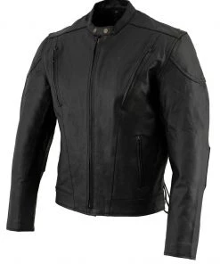 Event Leather Event Biker Leather EL5410 Men's Black Side Lace Vented Scooter Jacket Leather Motorcycle Jackets