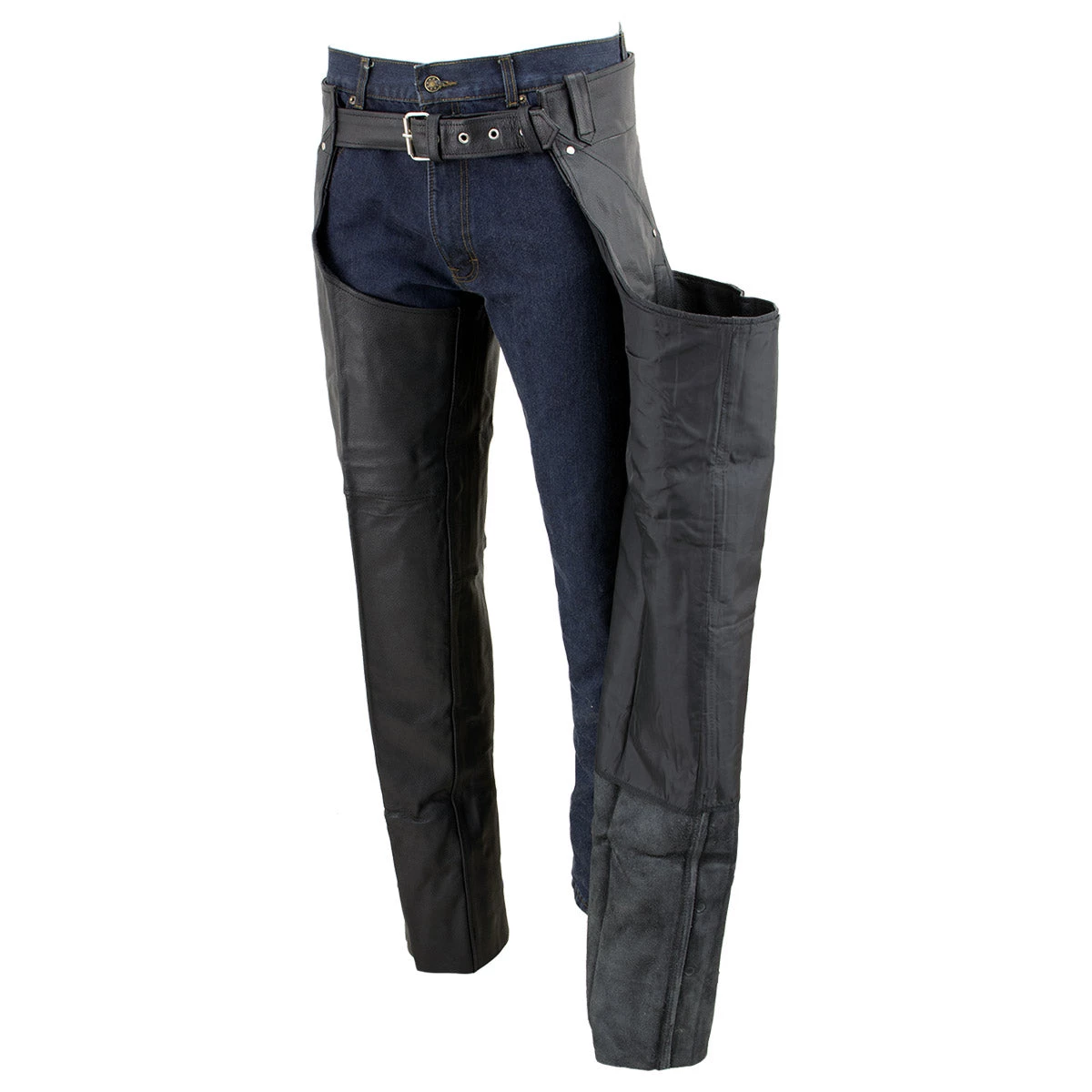 Motorcycle Pants & Chaps Genuine Leather EL1153 Unisex Black Classic Motorcycle Leather Chaps