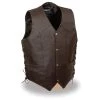 Event Leather ELM3915 'Skull And Cross Bones' Men's Brown Side Lace Leather Emboss Vest