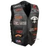 Motorcycle Vests Event Leather ELM3920 Men's Black Side Leather Vest With 23 Patches