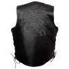 Event Leather ELM3935 Men's 'Indian Head' Embossed Black Leather Vest With Side Laces