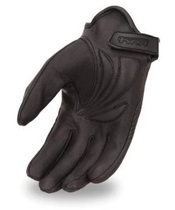 Riding Gear First Manufacturing FI132GEL Men’s Black Leather Cruising Gloves With Gel Palm