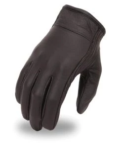 Riding Gear First Manufacturing FI132GEL Men’s Black Leather Cruising Gloves With Gel Palm