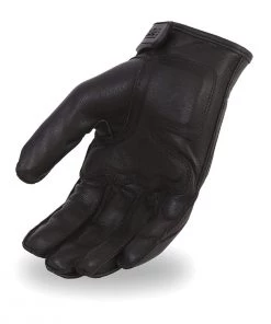 Riding Gear First Manufacturing FI172GEL Men’s Full Finger Embroidered Flame Design Leather Gloves With Gel Palm