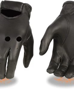 First Manufacturing FI190GL Men’s Classic Black Unlined Lightweight Perforated Driving Gloves Riding Gear