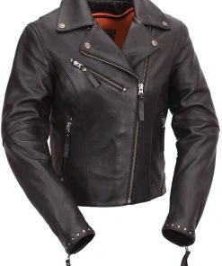 Leather Motorcycle Jackets First Manufacturing FIL159NOCZ Women's Black Scarlett Motorcycle Leather Jacket