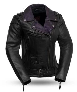 Leather Motorcycle Jackets First Manufacturing FIL184CJS Women’s ‘The Iris’ Black Leather Motorcycle Jacket With Carry Conceal Pockets