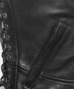 Motorcycle Vests First Manufacturing FIL542GDD Women's ‘The Raven’ Motor Fashion Style Black Leather Vest