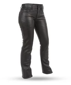 Motorycle Pants & Chaps First Manufacturing FIL710CFD Women’s Black ‘Alexis’ Leather Pants