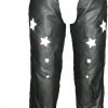 Motorycle Pants & Chaps First Manufacturing FIL755CSL Women's Black Reflective Star Leather Chap