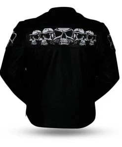 Leather Motorcycle Jackets First Manufacturing FIM243CSIZ Men’s ‘The Savage Skulls’ Black Leather Jacket With Carry Conceal Pockets