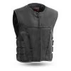 First Manufacturing FIM645 Men’s ‘The Commando’ Black Leather Vest With Carry Conceal Pockets