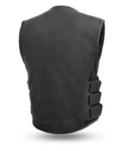 First Manufacturing FIM645 Men’s ‘The Commando’ Black Leather Vest With Carry Conceal Pockets