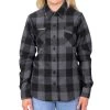 Hot Leathers FLL3001 Ladies Long Sleeve Cotton Black And Gray Flannel
