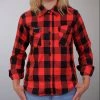 Flannel Shirts Hot Leathers FLL3002 Ladies Black And Salmon Long Sleeve Flannel