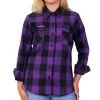 Flannel Shirts Hot Leathers FLL3003 Ladies Black And Purple Long Sleeve Flannel Shirt