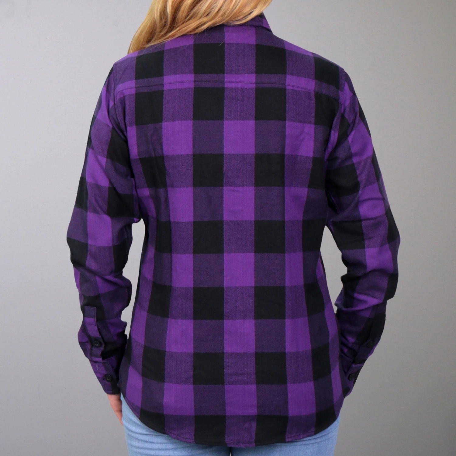 Flannel Shirts Hot Leathers FLL3003 Ladies Black And Purple Long Sleeve Flannel Shirt