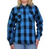 Hot Leathers FLL3004 Ladies Black And Aqua Long Sleeve Flannel Flannel Shirts
